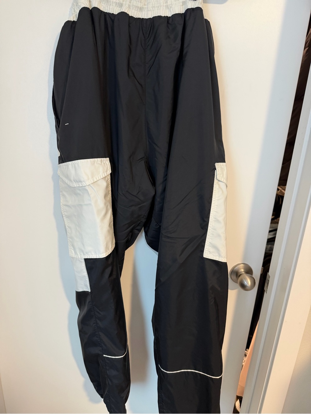 Adidas Black and White Colorblock Windbreaker Track Pants - Picture 4 of 5